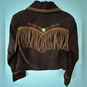 Vintage Cripple Creek Western Leather Fringe Jacket